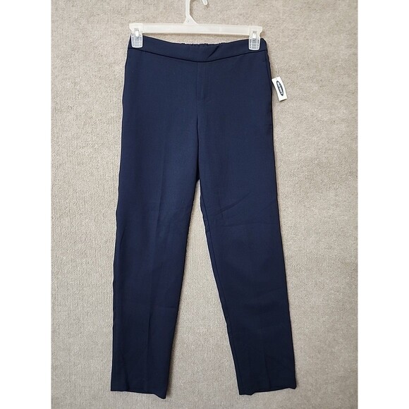 Old Navy Trouser Straight Pants Womens 2 Navy Blue Pull On Elastic Waist NEW - Picture 1 of 8